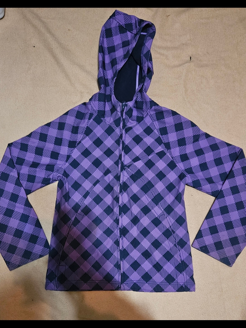 George Purple and Black Plaid Hooded Jacket